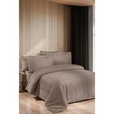 First Choice Norel %100 Pamuk Saten 200 Tc (80 Tel) Jakarlı Çift Kişilik Nevresim Takımı - Kahverengi - 200 x 220 cm