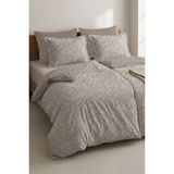 First Choice Rovena %100 Pamuk Saten 200 Tc (80 Tel) Baskılı Aile Boyu Nevresim Takımı - 2 Nevresimli (7 Parça) - Toprak - 160 x 220 cm