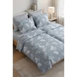 First Choice Sofira %100 Pamuk Saten 200 Tc (80 Tel) Baskılı Aile Boyu Nevresim Takımı - 2 Nevresimli (7 Parça) - Lacivert - 160 x 220 cm