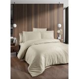 First Choice Tecna %100 Pamuk 200 Tc (80 Tel) Jakarlı Saten Çift Kişilik Nevresim Takımı - Şampanya - 200 x 220 cm