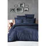 First Choice Tecna %100 Pamuk 200 Tc (80 Tel) Jakarlı Saten Tek Kişilik Nevresim Takımı - Lacivert - 160 x 220 cm
