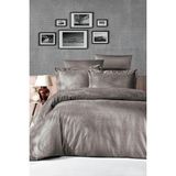 First Choice Tecna %100 Pamuk 200 Tc (80 Tel) Jakarlı Saten Tek Kişilik Nevresim Takımı - Vizon - 160 x 220 cm