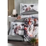 First Choice Tiger %100 Pamuk Dijital Baskılı Çift Kişilik Nevresim Takımı - Gri - 200 x 220 cm