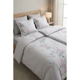 First Choice Wisteria %100 Pamuk Saten 200 Tc (80 Tel) Baskılı Aile Boyu Nevresim Takımı - 2 Nevresimli (7 Parça) - Leylak - 160 x 220 cm