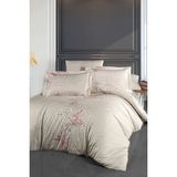 First Choice Wisteria %100 Pamuk Saten 200 Tc (80 Tel) Tek Kişilik Nevresim Takımı - Pudra - 160 x 220 cm