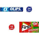 First Sensations Karpuz Aromalı Sakız (27GR x 12 Adet)- Olips Mentol Okaliptüs 24'lü Paket (28GR x 24 Adet) - 27 gr