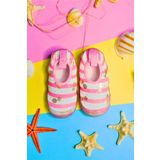 First Step Ananas Baskılı Varak Pembe Kız Çocuk Kaydırmaz Tabanlı Deniz AYAKKABISI-F-7018