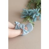 First Step Mavi Kız Bebek Suni Deri Fiyonklu Babet Patik İlk Adım Ayakkabısı
