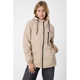 First Stops Kadın Kapüşonlu Su ve Rüzgar Geçirmez Kürklü Mont Parka Taş Renkli Modern Tasarım