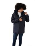 First Stops Kadın Lacivert Içi Polarlı Su ve Rüzgar Geçirmez Kapüşonlu Kışlık Mont Kaban Parka - 3XL
