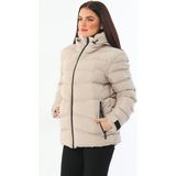 First Stops Kadın Polarlı Kürklü Su Geçirmez Rüzgara Dayanıklı Şişme Mont Parka - 3XL - Taş