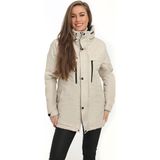 First Stops Kadın Polarlı Kürklü Su Ve Rüzgar Geçirmez Kapüşonlu Mont Parka Taş Renk 2XL