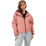 First Stops Spor Kadın Su Yeşili Kapüşonlu Su ve Rüzgar Geçirmez Oversize Yağmurluk - Rüzgarlık - 2XL - Pudra