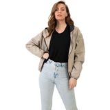 First Stops Spor Kadın Su Yeşili Kapüşonlu Su ve Rüzgar Geçirmez Oversize Yağmurluk - Rüzgarlık - 2XL - Taş