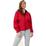 First Stops Spor Kadın Su Yeşili Kapüşonlu Su ve Rüzgar Geçirmez Oversize Yağmurluk - Rüzgarlık - Kırmızı