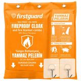 Firstguard Yanmaz Pelerin ve Yangın Battaniyesi, 550°C (1022°F) DAYANIKLI,%100 Fiberglas, 160X145 Cm, Askı Aparatı Hediyeli,ce EN1869:2019