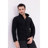 Firststops Erkek Siyah Yarım Fermuarlı Polar Sweat