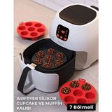 Fırtına Airfryer Silikon Kek Pişirme Kalıbı 7 Bölmeli 20X5 Cm, Silikon Cupcake Kek Pişirme Kabı Muffin Fırın Kalıbı 20 x 5 Cm, Siyah - 1 Adet