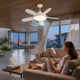 Fırtına Uzaktan Kumandalı Fan LED Tavan Vantilatörü – Cata 122W Güçlü Motor, 5 Kanatlı Sessiz Tavan Fanı, 3 Renk Seçenekli Dimlenebilir Akıllı Aydınlatma, Beyaz