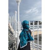 Firuze scarf ROSE DESEN TURKUAZ RENK SOFT ŞAL