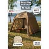 Fischer 10 Kişilik Şişme Çadır - Oxford 210D Su Geçirmez Kumaş Şişirme Aparatlı Sahil Kamp Çadırı 290X290X245 - Yeşil