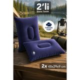 Fischer 2'li Şişme Kamp Yastığı - Çadır Seyahat Araç Içi Boyun Baş Destek Yastığı 43X28X9CM - Lacivert