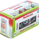 fischer Duopower 5 x 25, evrensel dübel, güçlü 2 bileşenli dübel, beton, tuğla, taş, alçı karton vb. yerlere sabitlemek için plastik dübel, vidasız, 100 adet