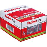 fischer Duopower 6 x 50, evrensel dübel, güçlü 2 bileşenli dübel, beton, tuğla, taş, alçı karton vb. yerlere sabitlemek için plastik dübel, vidasız, 100 adet