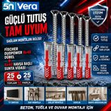 Fischer Duopower 8X40 Dübel ve 5X40 Havşa Başlı Sunta Vidası Seti | 25 Dübel + 25 Vida | Toplam 50 Parça | Beton, Tuğla ve Duvar Montajı Için