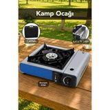 Fischer Kamp Ocağı - Taşıma Çantalı Stop Emniyetli Mavi Kamp Ocağı 34X28X11,5CM