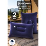 fischerone 2 Adet Şişme Çadır Kamp Yastığı - Seyahat Araç İçi Baş Boyun Destekli Yastık 43x28x9cm