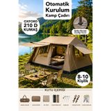 fischerone Otomatik Kurulum Kamp Çadırı - 10 Kişilik Soba Baca Özellikli Oxford 210 D Kumaş Bahçe Outdoor Çadır