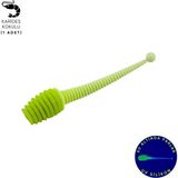 Fishack Silikon Kurt Yem - 2,1g 70MM - Fishack Wormix - 1 Adet - Yeşil/beyaz - Karides Kokulu