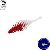 Fishack Silikon Kurt Yem - 3g 65MM - Fishack Wormix - 1 Adet - Kırmızı/beyaz - Karides Kokulu