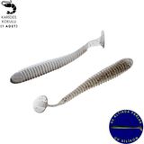 Fishack Silikon Kurt Yem - 4,2g 105MM - Turna/levrek Silikonu - 1 Adet - Gri/beyaz - Karides Kokulu