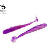 Fishack Silikon Kurt Yem - 4,2g 105MM - Turna/levrek Silikonu - 1 Adet - Mor/beyaz - Karides Kokulu