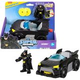Fisher-Price Imaginext DC Super Friends Metal Force Batmobile Oyuncak Araba, 3 inç Batman Aksiyon Figürü ve Aksesuar Seti, Başlatıcı ve 2 Disk Dahil