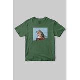 Fishing Balıkçıklık, Deniz Balık Avcılığı Regular Fit %100 Pamuk Bisiklet Yaka Hunter T-Shirt - Haki Yeşil - 2XL