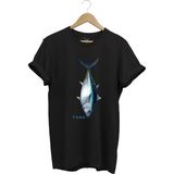 Fishing Balıkçılık Tuna Balığı Tasarım Baskılı %100 Pamuk Regular Fit Unisex T-Shirt - Siyah