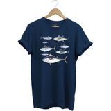 Fishing Balıkçılık Uzunkanat Orkinos Tuna Balığı Baskılı %100 Pamuk Regular Fit T-Shirt - 3XL - Lacivert