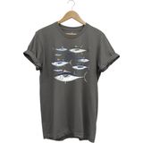 Fishing Balıkçılık Uzunkanat Orkinos Tuna Balığı Baskılı %100 Pamuk Regular Fit T-Shirt - Gri