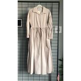 Fısıltı Butik Bel Bağcıklı Keten Elbise - 0019 Bej - 40