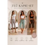 FISILTI COLLECTİON Kadın 3’lü Kapri Pijama Altı Seti Günlük Kullanıma Uygun Yumuşak Kumaş