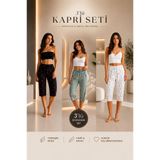 FISILTI COLLECTİON Kadın 3’lü Kapri Pijama Altı Seti Viskon Yumuşak Kumaş Rahat Ev Giyim