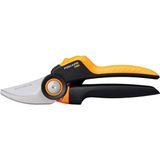 Fiskars Bypass M Bahçe Makası, X serisi PowerGear, P921, Döner sap, Taze dallar için, Yapışmaz kaplama, Paslanmaz çelik bıçaklar, Uzunluk: 20,1 cm, Siyah/Turuncu, 1057173