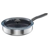 Fiskars Kapaklı sos tavası, çap 26 cm, kaplamalı tava, tüm ocaklar için uygundur, geri dönüştürülmüş paslanmaz çelik, fonksiyonel şekil, siyah, 1072314