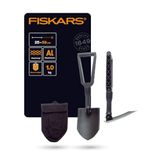 Fiskars katlanır kürek, kampçılar ve dağcılar için, kürek ve çapa olarak da kullanılabilir, kanvas çantalı, uzunluk (açık halde): 59 cm, sertleştirilmiş bor çeliği, siyah, 1000621