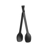 Fiskars Pratik salata çatal bıçak takımı, kaşık veya pense olarak kullanılabilir, uzunluk: 29 cm, plastik, fonksiyonel şekil, siyah, 1014434
