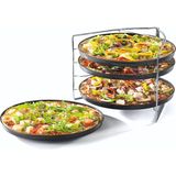 Fisko Metal Pizza Pişirme Seti 5 Parça 28 cm Yuvarlak Tepsi Gıda İle Temas Güvenli - Siyah