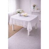 Fiskos Desen İnce Dantel Masa Örtüsü 150x150 cm Beyaz
